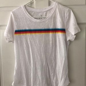 White tee with color strip detail